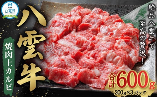 八雲牛 焼肉上カルビ 総重量600g (200g×3パック) 【 肉 お肉 にく 牛 牛肉 上カルビ 焼き肉 焼肉 600g 200g×3パック 食品 グルメ お取り寄せ お取り寄せグルメ 人気 おすすめ 送料無料 八雲町 北海道 年内発送 年内配送 】 1526155 - 北海道八雲町