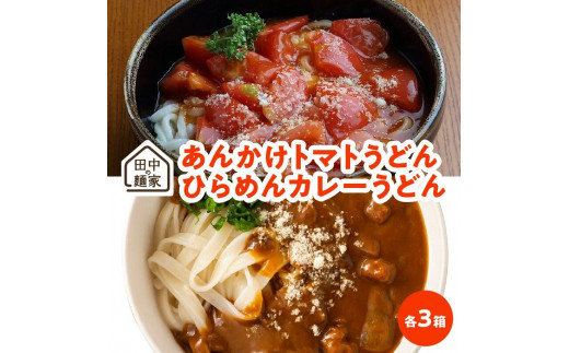 田中の麺家あんかけトマトうどん・ひらめんカレーうどん各３箱 336364