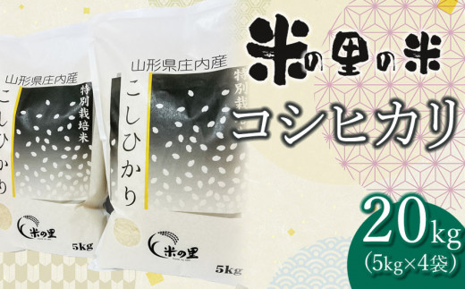 【令和6年産 先行予約】 米の里の米 特別栽培米 コシヒカリ 20kg（5kg×4袋）　K-690 1065005 - 山形県鶴岡市