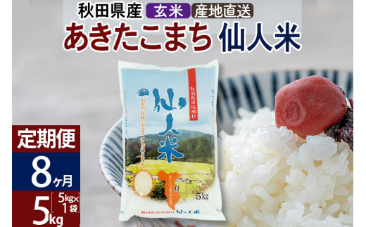 定期便8ヶ月】新米 令和5年産 あきたこまち 秋田県産「仙人米」玄米