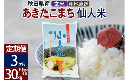 定期便3ヶ月】新米 令和5年産 あきたこまち 秋田県産「仙人米」玄米