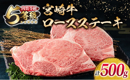 数量限定 5等級 宮崎牛 ロースステーキ 計500g 肉 牛 牛肉 ロース 黒毛