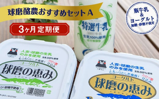 【3ヶ月定期便】球磨酪農おすすめセットA（瓶牛乳&ヨーグルト加糖・砂糖不使用） 1074090 - 熊本県湯前町