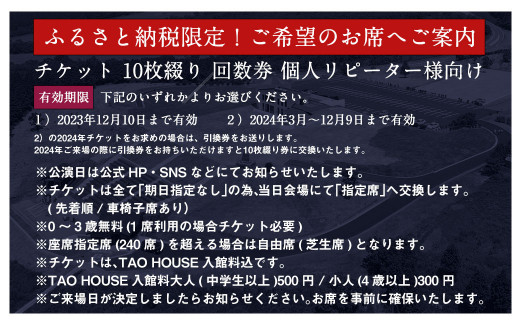 2024年3月-12月9日まで有効】チケット 10枚綴り 回数券 ふるさと納税