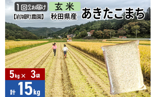 玄米】〈減農薬〉秋田県由利本荘市産 あきたこまち 15kg (5kg×3袋) 令