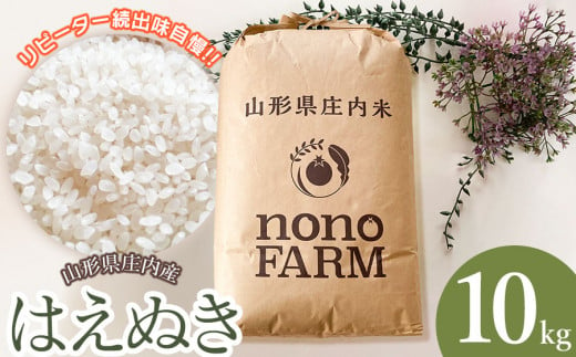 【令和6年産 新米】 はえぬき 精米 10kg 山形県庄内産　野々ファーム 1083496 - 山形県鶴岡市