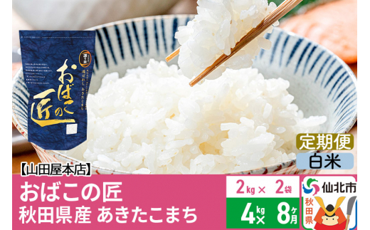 白米】《定期便8ヶ月》令和5年産 新米 仙北市産 おばこの匠 4kg×8回 計