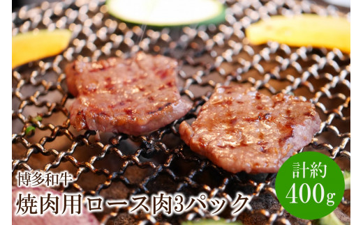 博多和牛 焼肉用 ロース肉3パック(計約400g)【034-0023】