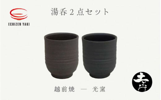 [e25-a038] 【越前焼】土ごころ 湯呑 2点セット 光窯【お茶 酒 コップ カップ マグカップ 食器  ギフト うつわ 電子レンジ 食洗機 現代の名工 工芸品 陶器】 1091182 - 福井県越前町