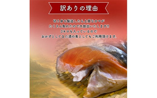 ＜訳あり＞人気海鮮お礼品 銀鮭カマ 約3kg【1389618】|株式会社　西川（いすみ市）