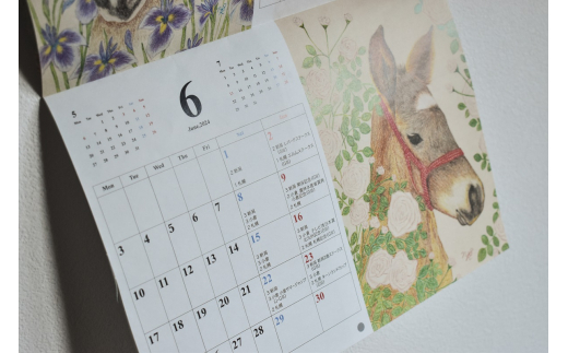 2024年版カレンダー予約受付中】馬のまち栗東 馬と花のカレンダー 雑貨