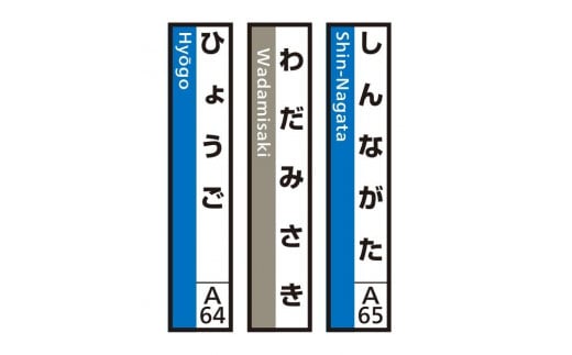 JR神戸線（神戸市内）及び和田岬線　駅名標（3駅分）【しんながた・わだみさき・ひょうご】