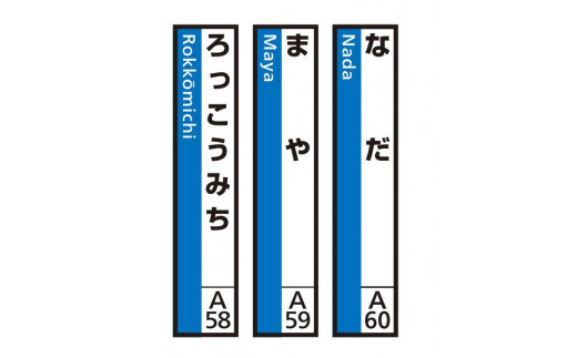 JR神戸線（神戸市内）及び和田岬線　駅名標（3駅分）【なだ・まや・ろっこうみち】