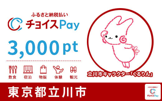 立川市チョイスPay 3,000pt（1pt＝1円）