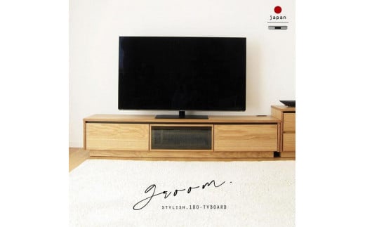 180幅 TVボード オーク 国産 日本製 大川家具 完成品 天然木 木製 無垢 テレビ台 おしゃれ ローボード ロータイプ ナチュラル 1094246 - 福岡県大川市