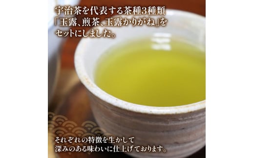 宇治の誉 ( 玉露 ) 優等 煎茶 極上 玉露かりがね 缶入り 3本 セット