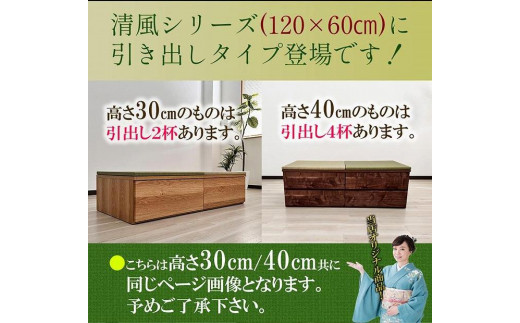 高さ40cm 畳ユニット 引き出しタイプ】60cm×120cm（畳選べる）畳