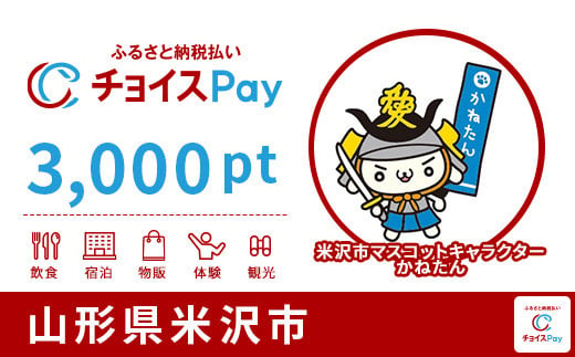 米沢市チョイスPay 3,000pt（1pt＝1円）