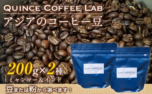 アジアのコーヒー豆200g×2種(ミャンマー&インド)/Quince Coffee Lab