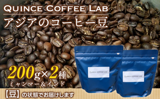 【豆】アジアのコーヒー豆200g×２種（ミャンマー＆インド） 1153251 - 千葉県袖ケ浦市