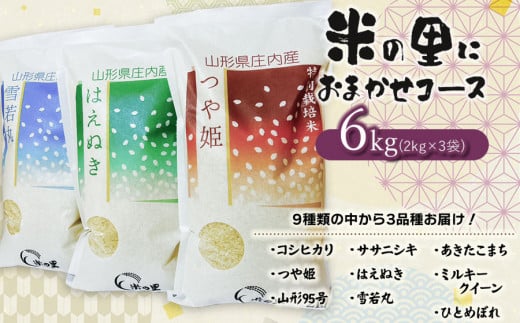 【令和5年産 】 米の里にお任せコース 特別栽培米 おまかせ3種 合計 6kg（2kg×3袋）　A05-036