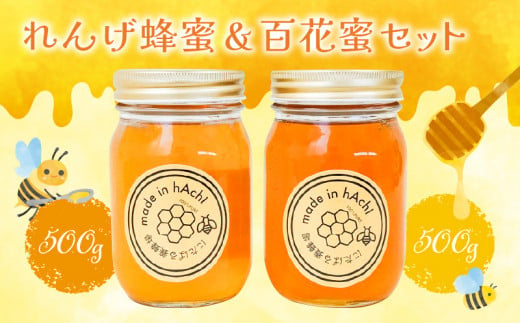 れんげ蜂蜜500gと百花蜜500g　各1本セット 359999 - 福岡県久留米市