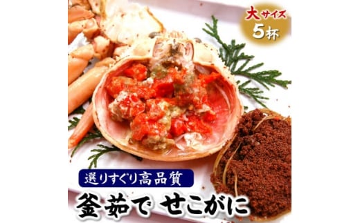 松葉ガニの本場より茹でたてを即出荷　釜茹でセコガニ(冷蔵)　希少な大サイズ　5枚【1446261】 1096421 - 兵庫県新温泉町