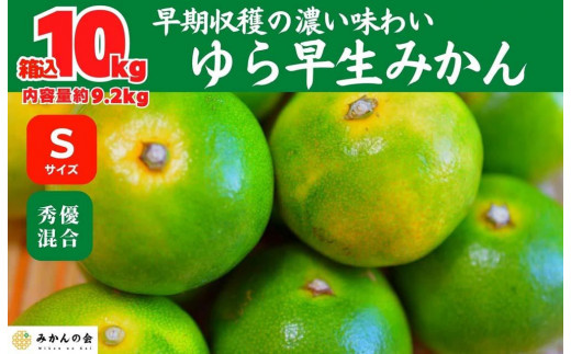 ゆら早生 みかん Sサイズ秀優混合 10kg箱込 (内容量 9.2kg) 有田みかん