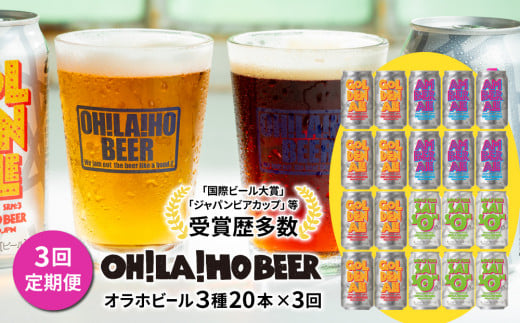 【3回定期便】オラホビール3種飲み比べ20本セット 1098860 - 長野県東御市