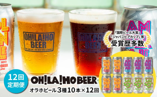 【12回定期便】オラホビール3種飲み比べ10本セット 1098853 - 長野県東御市