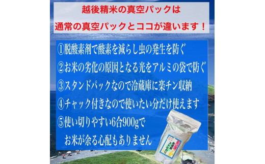 【毎月定期便】佐渡羽茂産コシヒカリ そのまんま真空パック 900g×6袋(精米)　全12回