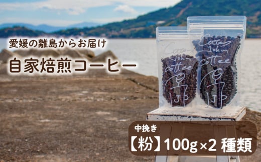 【中挽き】100g×2種類 おまかせ 自家焙煎コーヒー 選べる 自家焙煎 珈琲 コーヒー 愛媛県 松山市 1103086 - 愛媛県松山市