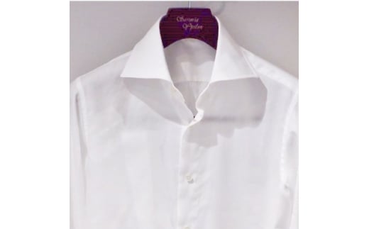 ハンドメイド ドレスシャツ 白 Lサイズ cotton100% 140番双糸ツイル生地