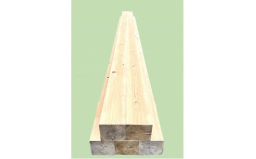 山梨県産ヒノキの柱材、105mm角、3m(5本)
