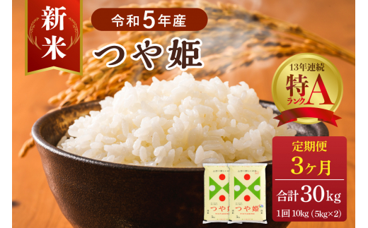 【令和5年産米】※選べる配送時期※ 特別栽培米 つや姫30kg（10kg×3ヶ月）定期便 山形県産【JAさがえ西村山】