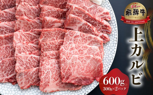 飛騨牛 上カルビ 焼肉用 600g ( 300g ×2) [S567]年内お届け 年内配送 1105415 - 岐阜県白川村