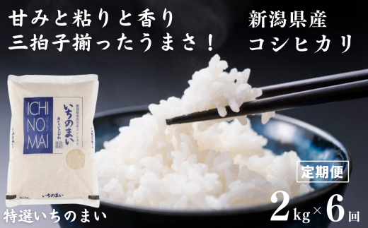 【定期便】 新潟県産コシヒカリ「特選いちのまい」2㎏×6ヶ月 計12kg 米・食味鑑定士お墨付き 毎月精米したてを発送 こしひかり 糸魚川 白米 令和5年産 1108962 - 新潟県糸魚川市