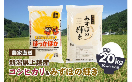 令和5年産 「新潟県産」コシヒカリ10kg（5kg×2）みずほの輝き10kg（5kg