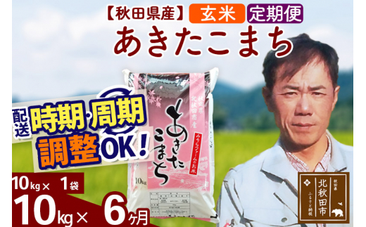 定期便6ヶ月》【玄米】秋田県産 あきたこまち 10kg×6回 計60kg アグリ