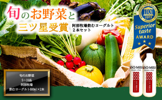 季節のお野菜セットと阿部牧場ののむヨーグルト800ml×2本 832624 - 熊本県阿蘇市