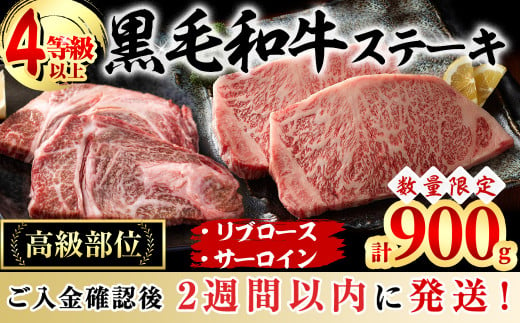 黒毛和牛ステーキ肉高級部位2種＜リブロース・サーロイン＞食べ比べ(計