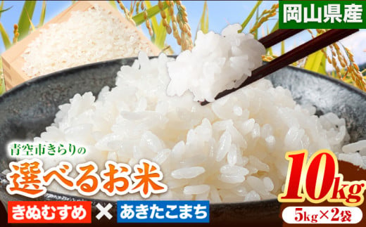 171. 令和5年産 青空市きらりの 選べるお米 10kg 岡山県産 食べ比べ きぬむすめ×あきたこまち 青空市きらり《30日以内に出荷予定(土日祝除く)》岡山県 矢掛町 白米 精米 米 コメ 1132396 - 岡山県矢掛町