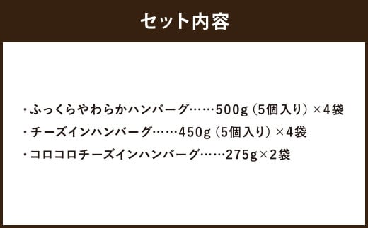 ハンバーグ食べ比べ3種セット　計4.35kg