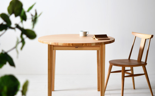 YENラウンドテーブル110 こころ和む丸いダイニングテーブル 杉材 浮造り加工 円テーブル