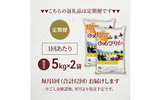 12ヵ月連続お届け 銀山米研究会の無洗米＜ゆめぴりか＞10kg【機内食に