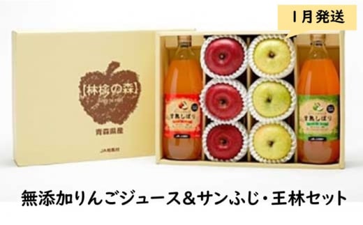 りんご 【 1月発送 】 無添加 りんごジュース 1L × 2本＆ サンふじ ・ 王林 各3玉 詰め合わせ 【 弘前市産 青森りんご 】 林檎 ジュース  飲み物 飲料 果実飲料 ドリンク フルーツ 果物 684397 - 青森県弘前市