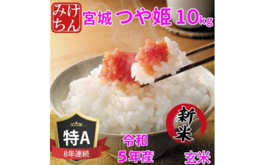 新米＞令和5年産 宮城県産つや姫 玄米10kg ◇8年連続最高評価特A受賞