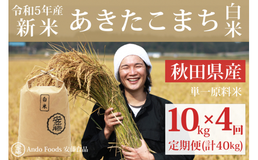 定期便4ヶ月》【玄米】 あきたこまち 10kg(10kg×1袋)×4回 計40kg 新米