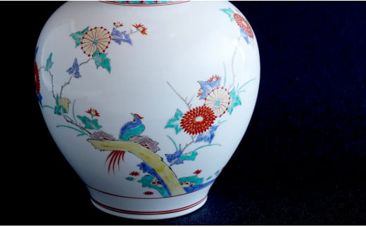 おしゃれ】 有田焼 柿右衛門 菊花染付絵皿 木箱付 工芸品 