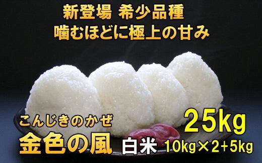 【白米25kg】新登場の高級米　令和6年産  岩手県奥州市産 金色の風 25kg（10kg×2＋5kg）【７日以内発送】 おこめ ごはん ブランド米 精米 白米 531446 - 岩手県奥州市